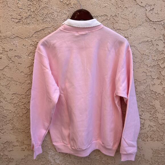 Vintage Topstitch Pink Embroidered Hummingbird Sweatshirt Size L - Picture 2 of 4